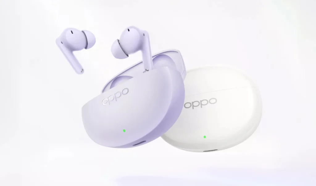 Desain Oppo Enco Air 5 berwarna putih