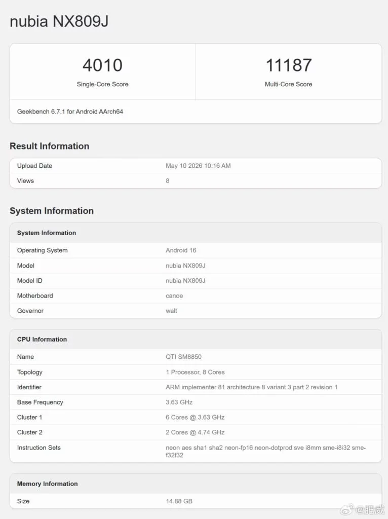 Hasil benchmark RedMagic 11S Pro+ menunjukkan skor single-core di atas 4000