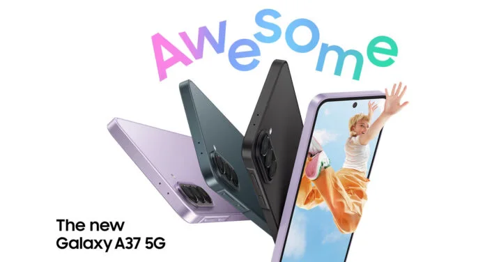 Desain ringkas Samsung Galaxy A37 5G dengan layar 6,7 inci dan tahan air IP68
