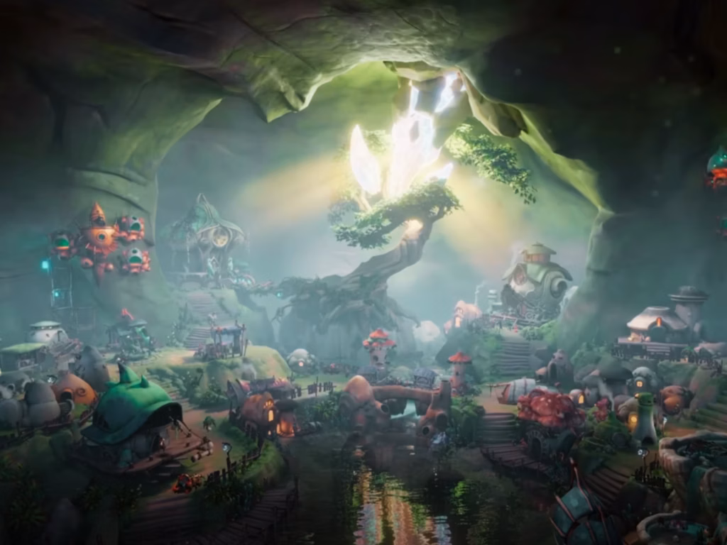 Tampilan gameplay Sunderfolk RPG co-op di Steam dengan kontrol smartphone