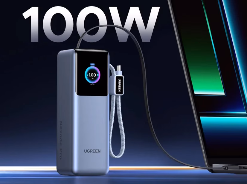 Desain dan ukuran Ugreen 200W power bank 25000mAh yang ringkas