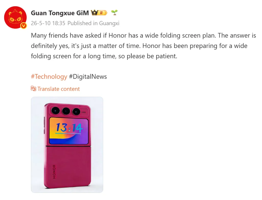 Smartphone lipat Honor dengan tiga kamera belakang dan layar sekunder