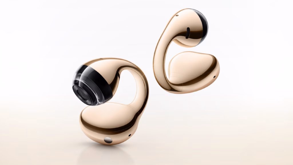 Earbuds clip-on open-ear Xiaomi dengan desain glossy dan bagian transparan