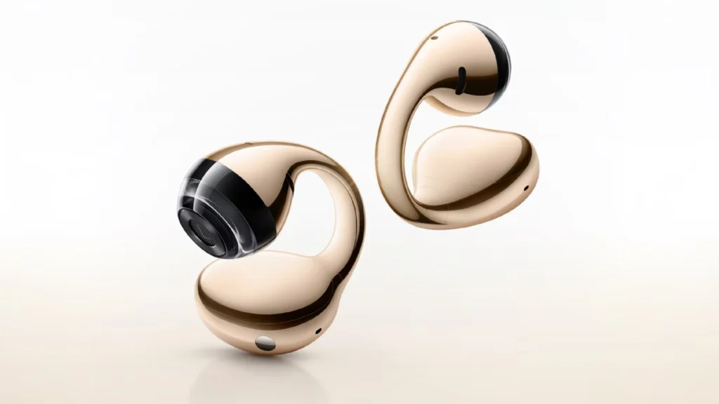 Earbuds clip-on open-ear Xiaomi dengan desain glossy dan bagian transparan