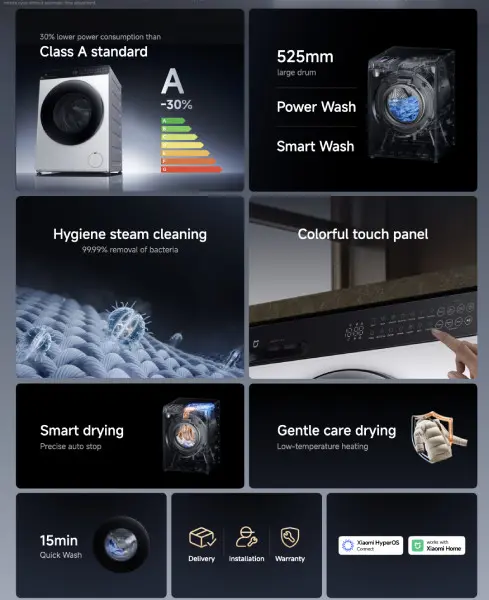 Desain mesin cuci Xiaomi Mijia 8KG