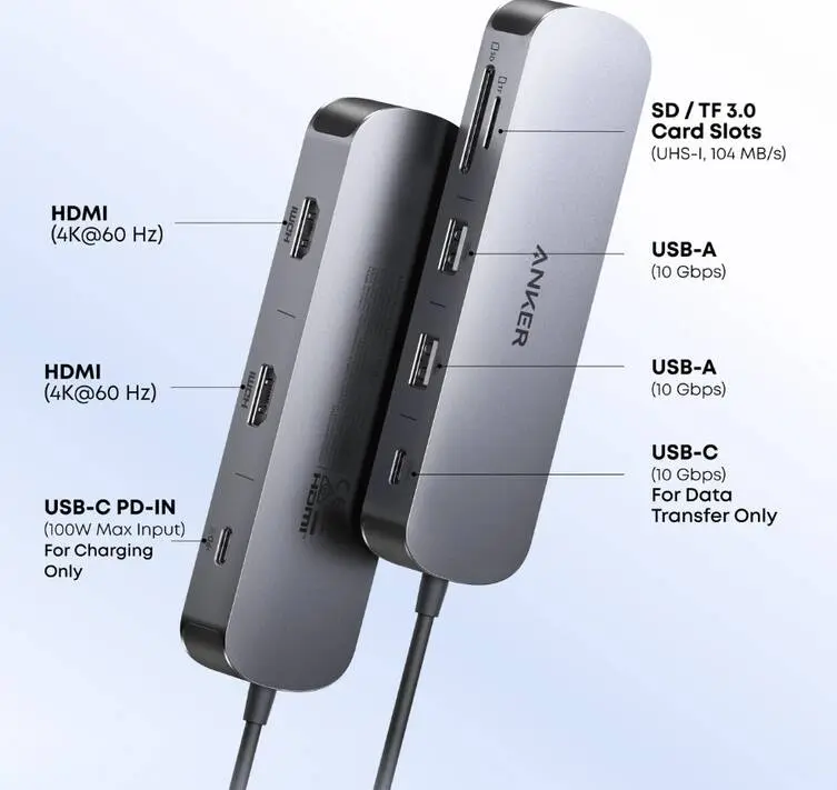 Anker Nano USB-C Hub 8-in-1 Dual Display tampak samping (Photo: Anker)