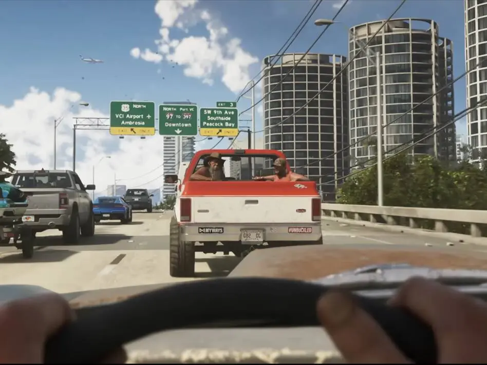 GTA 6 Bakal Bawa Fitur Baru Bikin Mobil Melaju Sesuai Arus Lalu Lintas 1 Cuplikan gameplay GTA 6 menunjukkan fitur mengemudi mengikuti arus lalu lintas