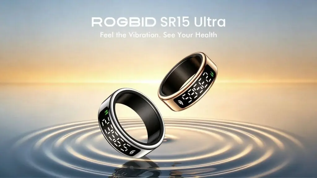 Rogbid SR15 Ultra cincin pintar dengan layar digital dan getaran notifikasi